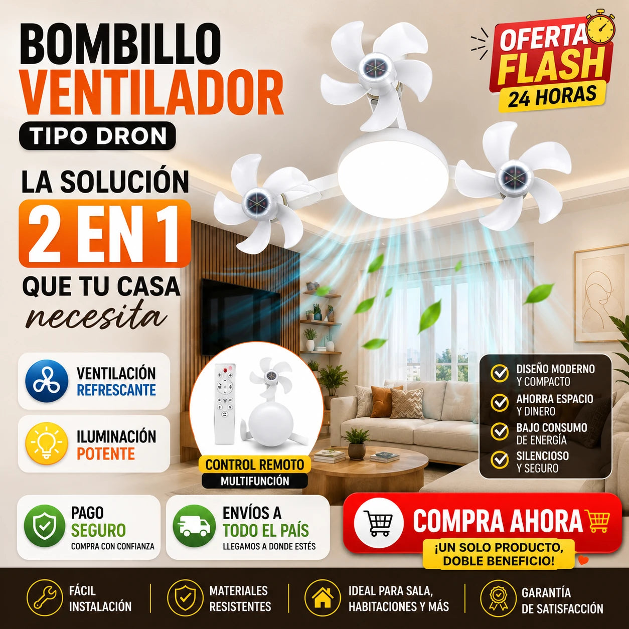 BOMBILLO VENTILADOR TIPO DRON